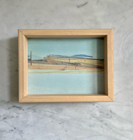 1970s SMALL OIL ON CANVAS WITH  THE VENICE LAGOON FRAMED IN SOLID WOOD WIDE FRAME