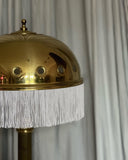 VINTAGE LARGE BRASS TABLE LAMP WITH FRINGE
