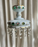 VINTAGE CZECH BOHEMIAN ENAMELLED GLASS PENDANT LAMP WITH CRYSTALS