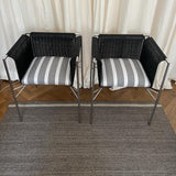 SET OF 2 BLACK WICKER AND UPHOLSTERY CHAIRS