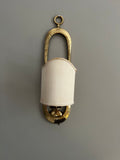 1930s SOLID BRASS OVAL SCONCE WITH TEXTILE SHADE