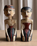 PAIR OF OLD WOOD COUPLE OF INDONESIAN MAN AND WOMAN