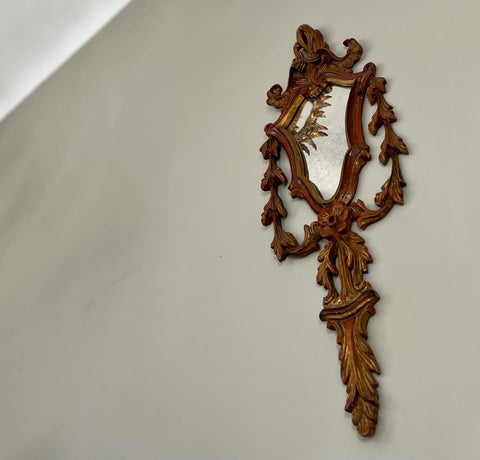 ANTIQUE RED AND GOLD PAINTED MIRROR