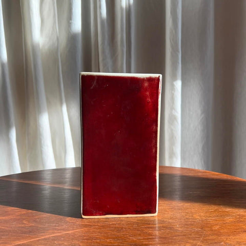 VINTAGE GLAZED RECTANGLE BROWN VASE