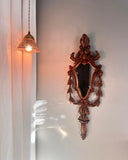 ANTIQUE RED AND GOLD PAINTED MIRROR