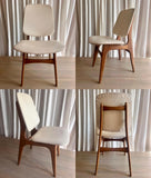 MID CENTURY MODERN CHAIR WITH ORIGINAL CREAMY VYNIL SEAT AND BACKREST