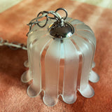 MID CENTURY MODERN TULIP SHAPED HEAVY CLEAR & MATTE GLASS PENDANT LAMP