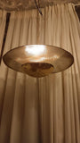MID CENTURY MODERN STRIPED GLASS AND BRASS CEILING LAMP