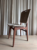 SET OF 4 SOLID TEAK 1970s LOUIS VAN TEEFFELEN DINING CHAIRS, REUPHOLSTERED IN BEIGE VELVET