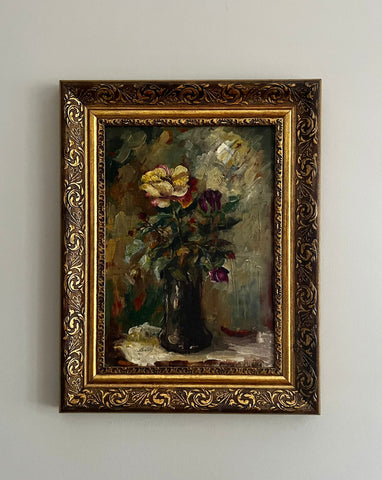 STILL LIFE WITH ROSES, OIL ON CANVAS