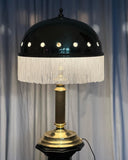 VINTAGE LARGE BRASS TABLE LAMP WITH FRINGE