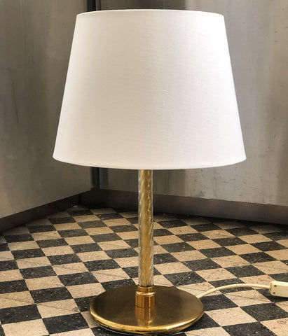 GLASS COATED BRASS FOOT TABLE LAMP