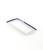 RECTANGULAR BLUE-RIMMED HAND PAINTED PORCELAIN TRAY