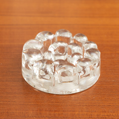 VINTAGE HEAVY TEXTURED CLEAR GLASS CANDLE HOLDER